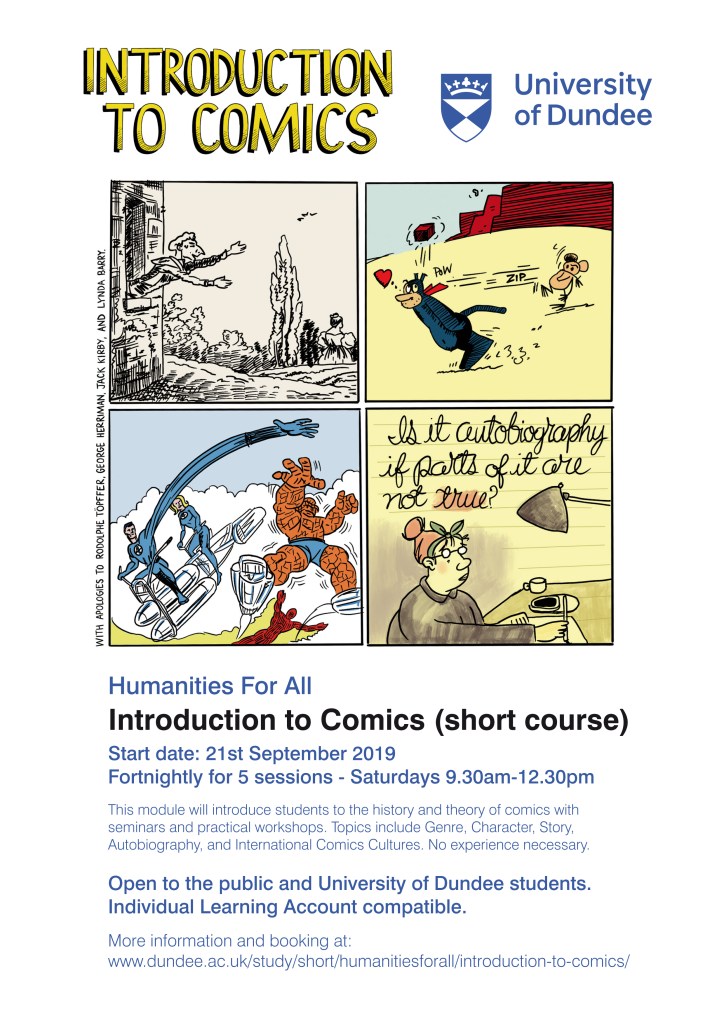 Poster for Intro to Comics module at University of DUndee