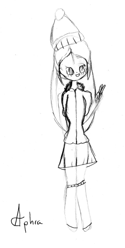 Manga style drawing of girl doing a peace sign with her hand